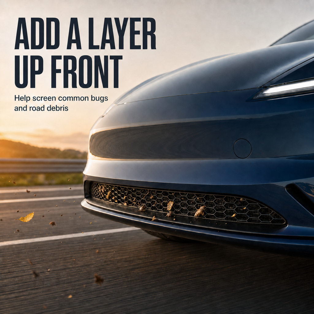Honeycomb lower-intake screen helping intercept common road debris